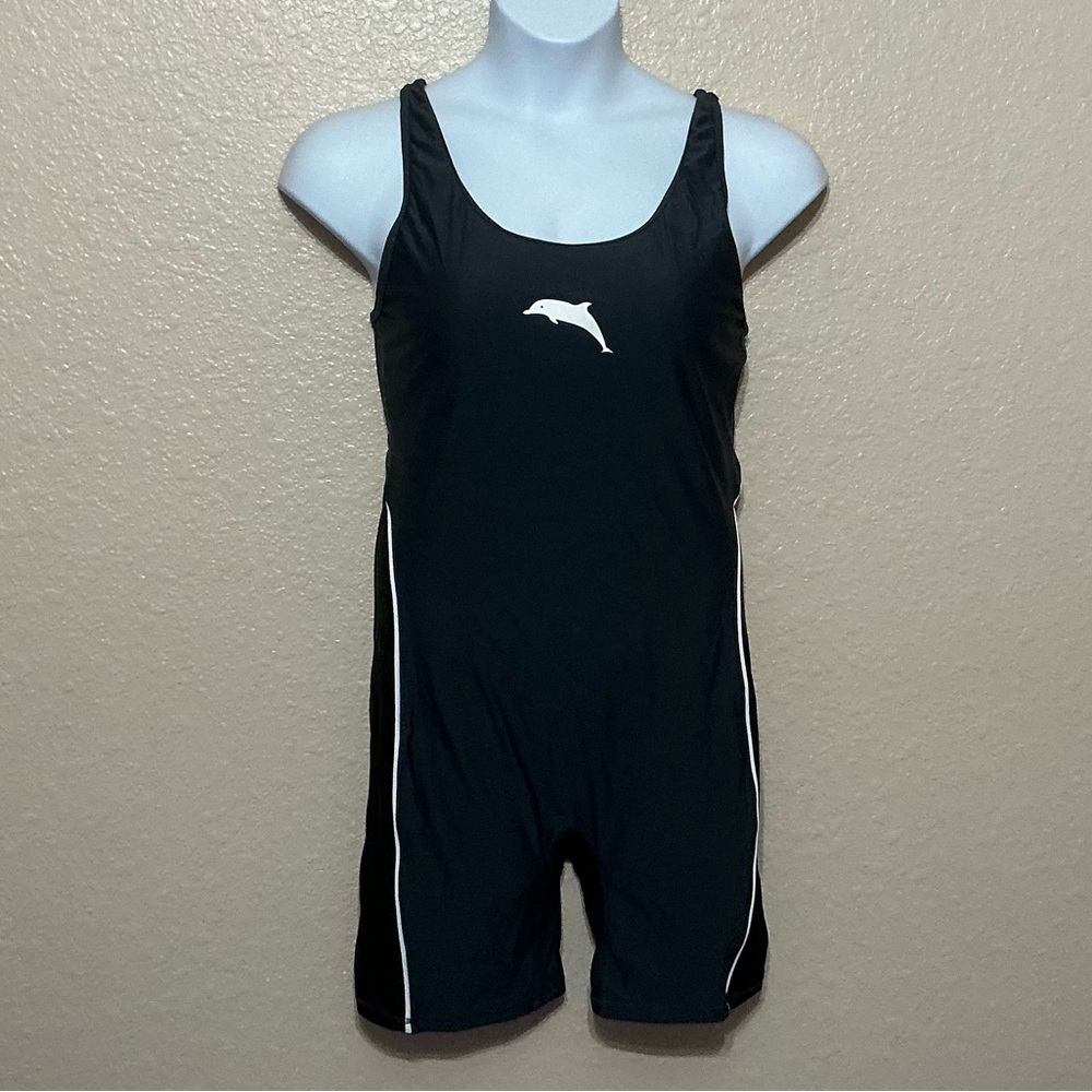 Grey & Black Racerback Boy Leg Swim Suit